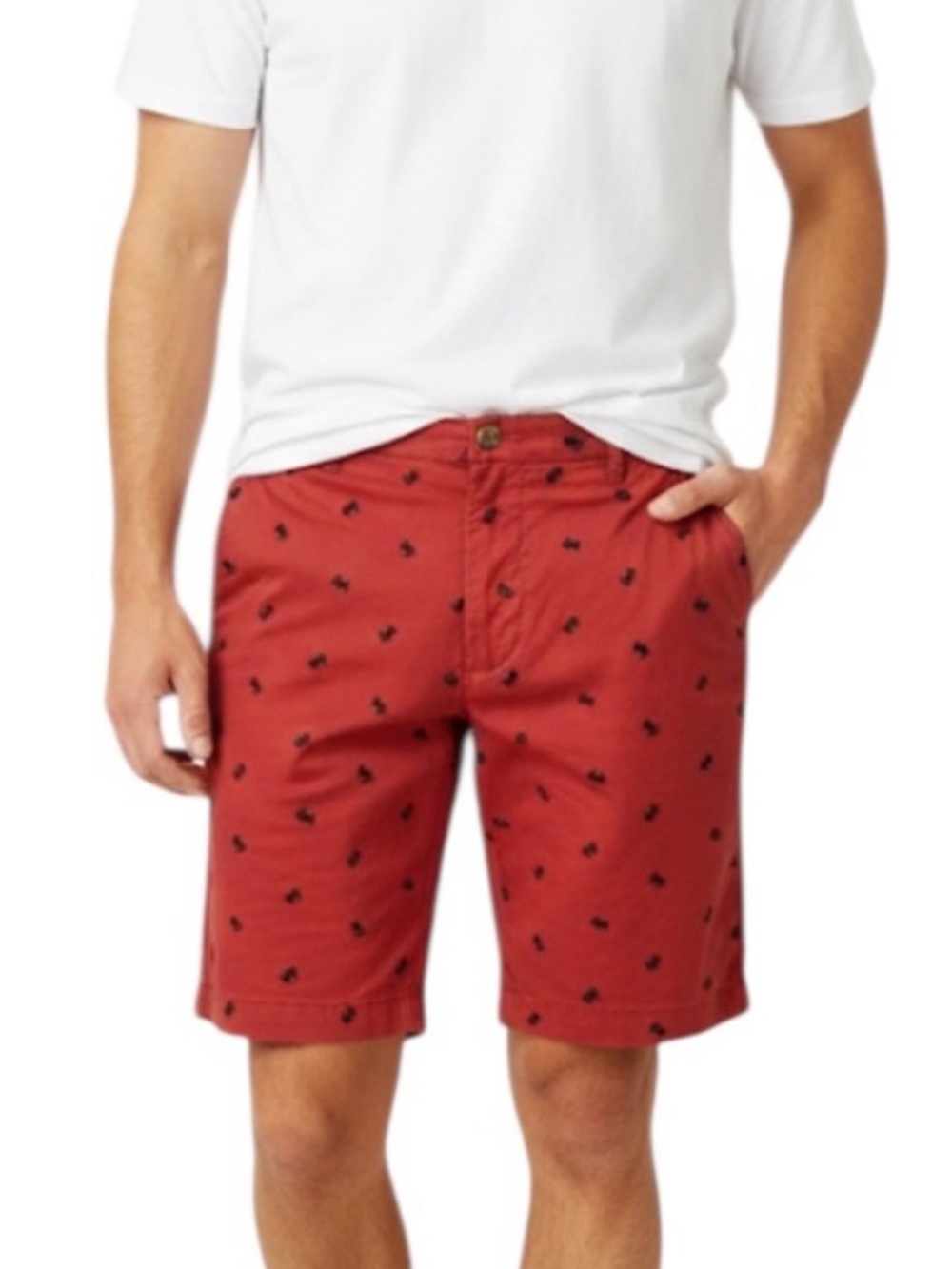 Izod Saltwater Men's Nautical Golf Embroidered Crabs Shorts Size 34 Red Black